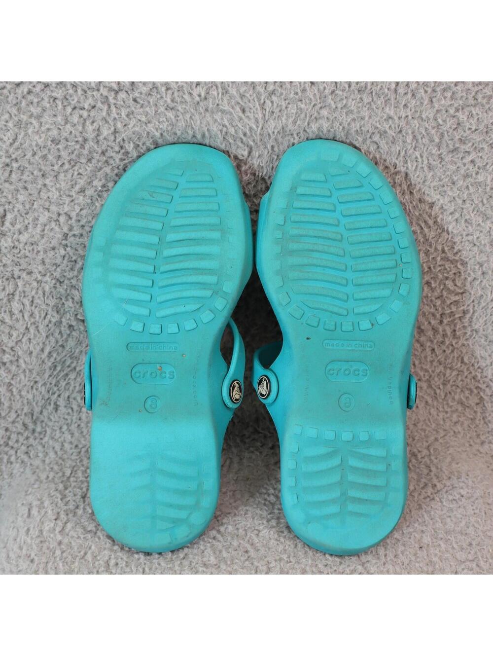 Crocs Cleo Slide Sandals Green Women Size 8 Slip On Flat - Picture 8 of 8